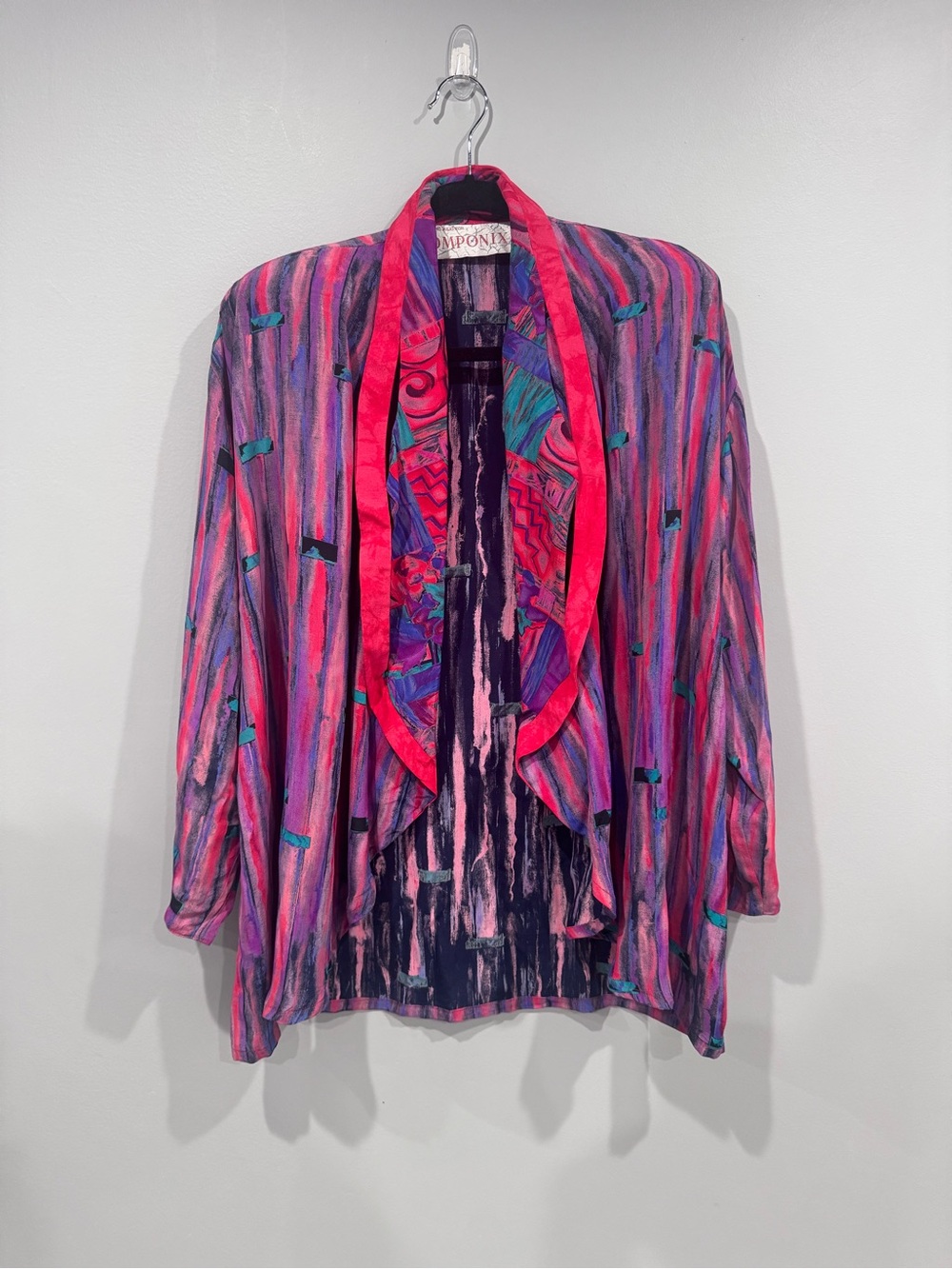 Vintage Abstract Draped blazer Jacket with Pink & Purple Accents